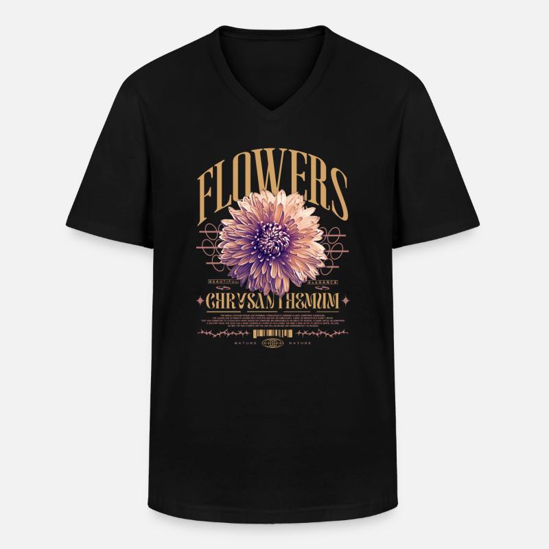 Chrysantheme Chrysanthemen - Männer-T-Shirt mit V-Ausschnitt - Schwarz
