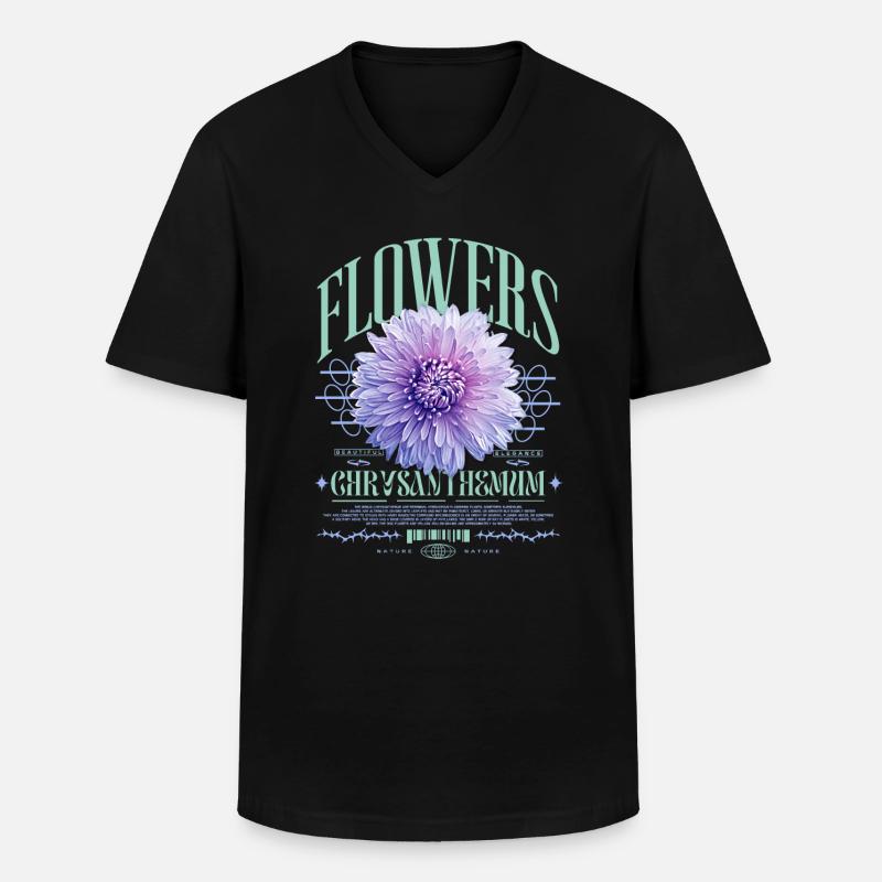 Chrysantheme Chrysanthemen - Männer-T-Shirt mit V-Ausschnitt - Schwarz