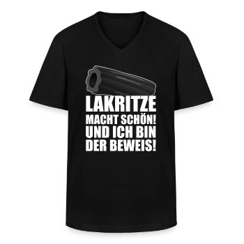 LAKRITZE MACHT SCHÖN | Lakritz Spruch Bärendreck - Männer-T-Shirt mit V-Ausschnitt - Schwarz - Vorne - AI Model Male 178 dark (178cm)