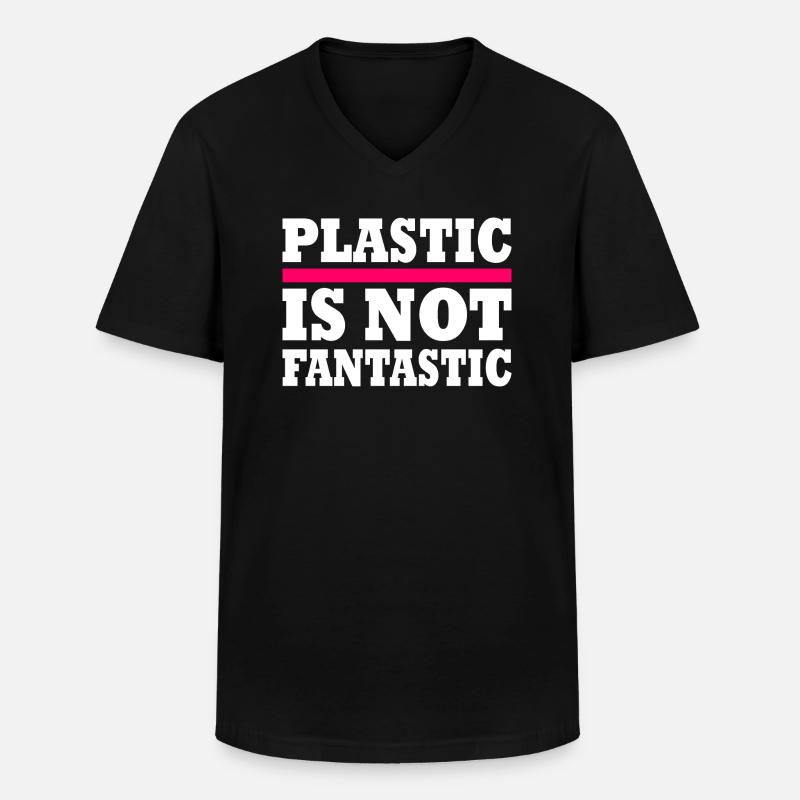 Plastic is not fantastic - Männer-T-Shirt mit V-Ausschnitt - Schwarz