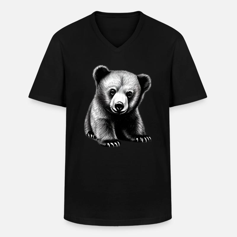 Bär - Männer-T-Shirt mit V-Ausschnitt - Schwarz