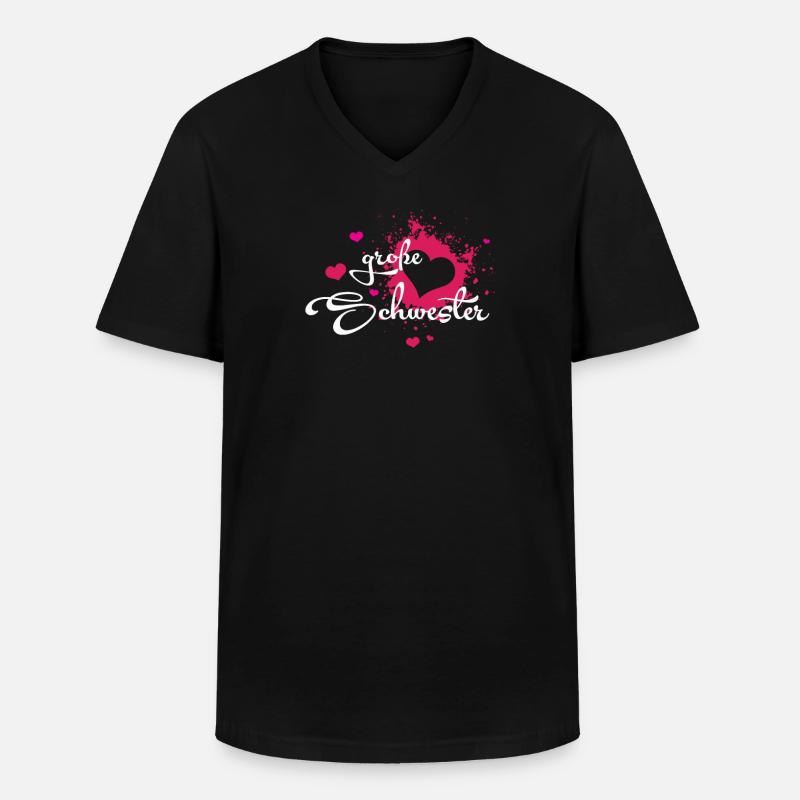 Große Schwester - Herzchen - Männer-T-Shirt mit V-Ausschnitt - Schwarz