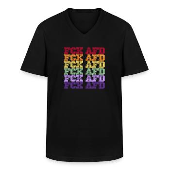 Gegen Nazis - FCK AFD - Gegen Rechts - Männer-T-Shirt mit V-Ausschnitt - Schwarz - Vorne - AI Model Male 178 dark (178cm)