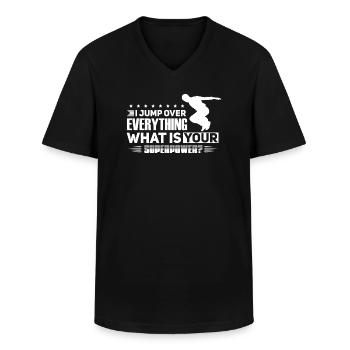 Parkour Sport Parkour cadeau - T-shirt col V Homme - noir - Devant - AI Model Male 178 dark (178cm)