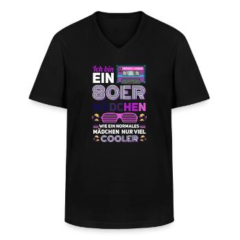 80er Mädchen 80er Jahre 1980er Jahre Geschenk - Männer-T-Shirt mit V-Ausschnitt - Schwarz - Vorne - AI Model Male 178 dark (178cm)