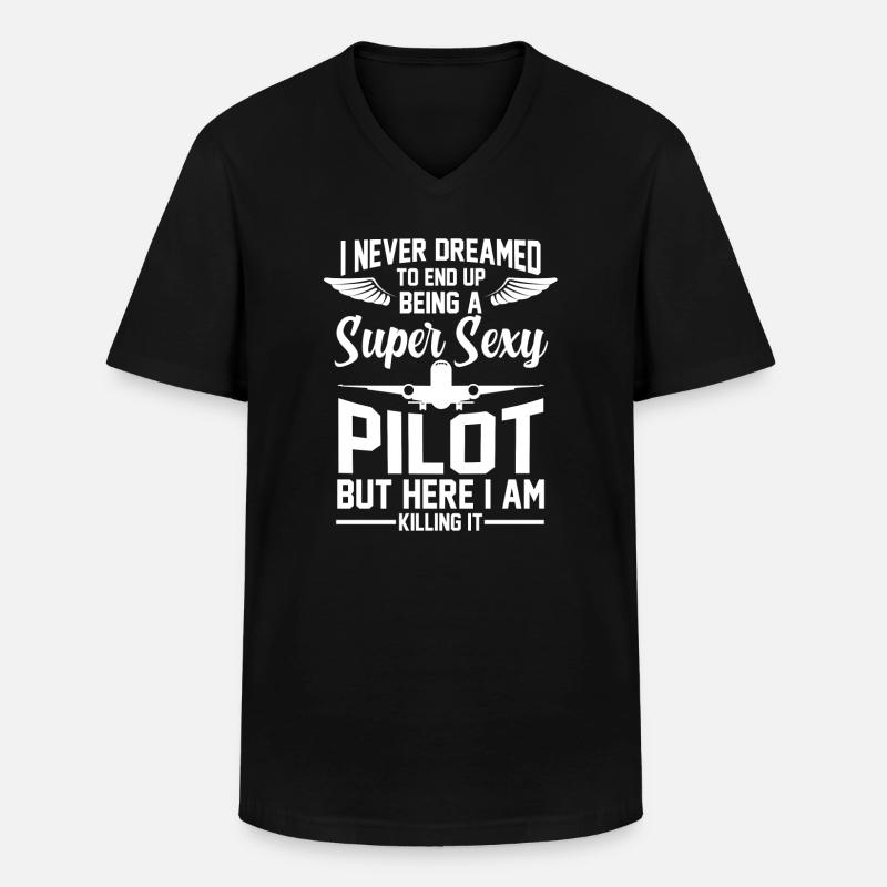 Pilot Airline Flug Pilot Geschenk - Männer-T-Shirt mit V-Ausschnitt - Schwarz