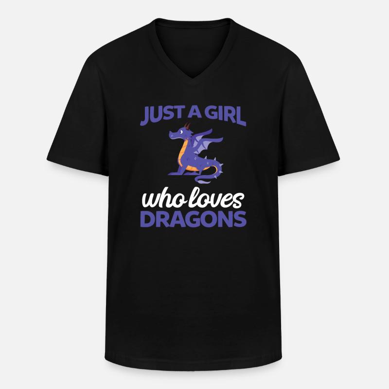 Drache Mädchen Drachen Geschenk - Männer-T-Shirt mit V-Ausschnitt - Schwarz