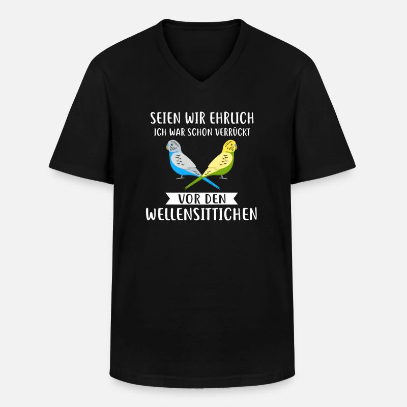 Perruche ondulée perlée ondulée - T-shirt col V Homme - noir