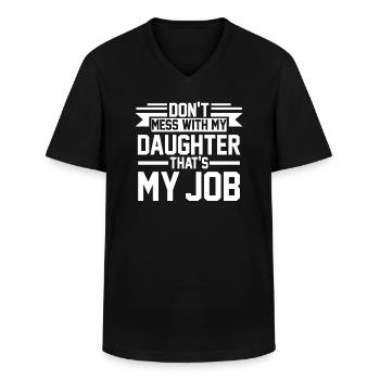 Tochter & Papa Tochter Vater Geschenk - Männer-T-Shirt mit V-Ausschnitt - Schwarz - Vorne - AI Model Male 178 dark (178cm)