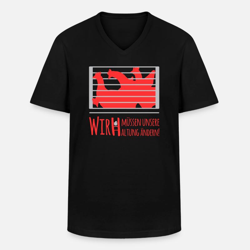 Stoppt MassenTierhaltung (Hühner-Edition) - Männer-T-Shirt mit V-Ausschnitt - Schwarz