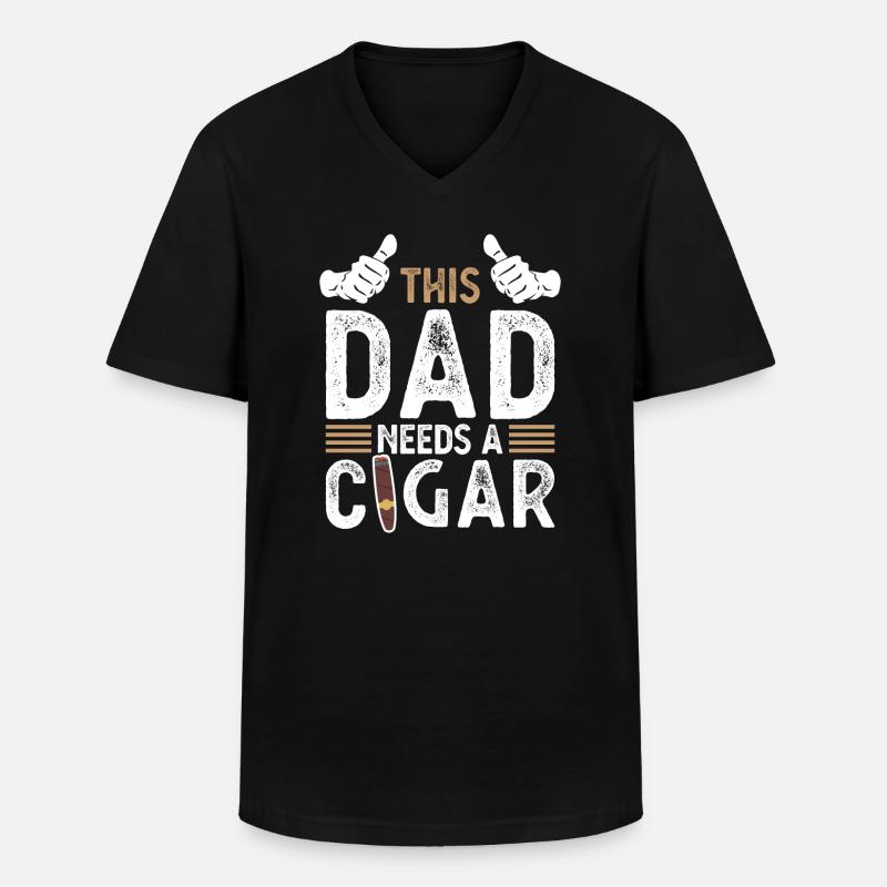 Zigarre Papa Zigarren Geschenk - Männer-T-Shirt mit V-Ausschnitt - Schwarz