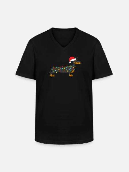 Gravhund Gravhund Xmas Hund julegave - Klassisk herre T-shirt med V-udskæring - sort