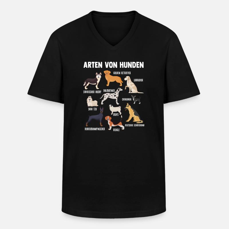 Hund Hunde Hunde-Arten Geschenk - Männer-T-Shirt mit V-Ausschnitt - Schwarz