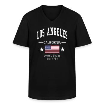 Los Angeles - T-shirt col V Homme - noir - Devant - AI Model Male 178 dark (178cm)