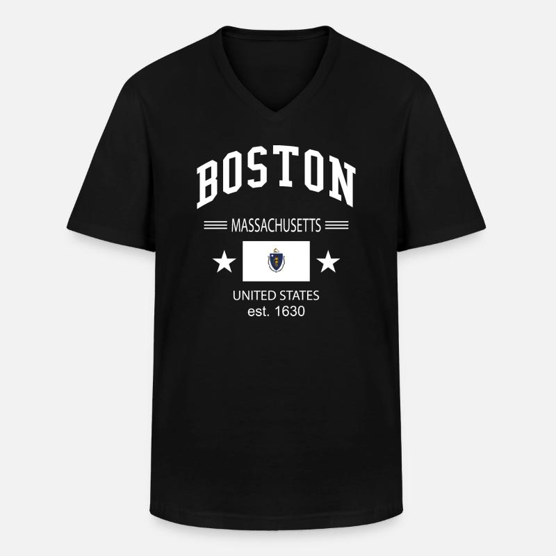 Boston - Männer-T-Shirt mit V-Ausschnitt - Schwarz