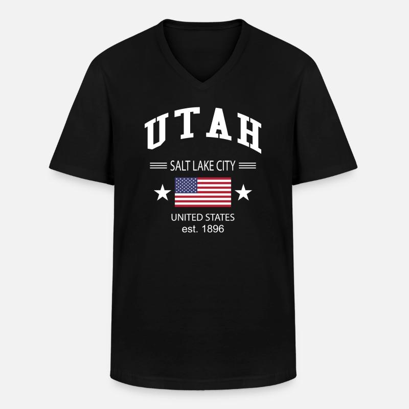 Utah - Männer-T-Shirt mit V-Ausschnitt - Schwarz