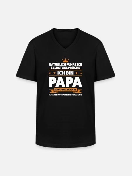 Papa Kinder Eltern Geschenk - Männer-T-Shirt mit V-Ausschnitt - Schwarz
