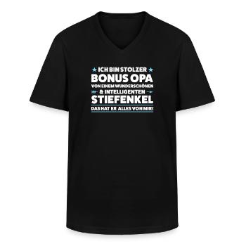Bonus Opa Stiefenkel Stiefopa Geschenk - Männer-T-Shirt mit V-Ausschnitt - Schwarz - Vorne - AI Model Male 178 dark (178cm)