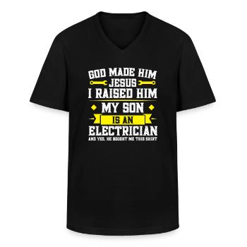Elektricien Vader Zoon Elektricien Vader Familie - Klassiek mannen T-shirt met V-hals - zwart - Voor - AI Model Male 178 dark (178cm)