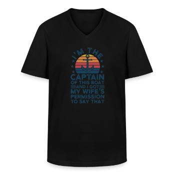 Kapitän Kapitäne Bootfahren Geschenk - Männer-T-Shirt mit V-Ausschnitt - Schwarz - Vorne - AI Model Male 178 dark (178cm)