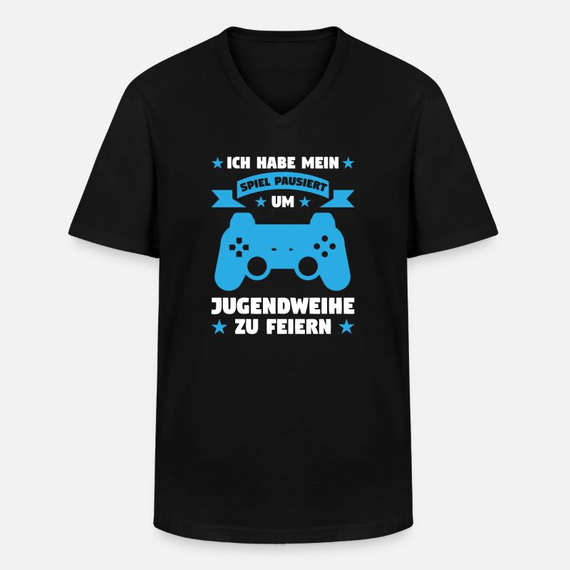 Jugendweihe Gaming Erwachsen Geschenk - Männer-T-Shirt mit V-Ausschnitt - Schwarz