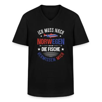 Angeln in Norwegen Angeltour Norwegen - Männer-T-Shirt mit V-Ausschnitt - Schwarz - Vorne - AI Model Male 178 dark (178cm)