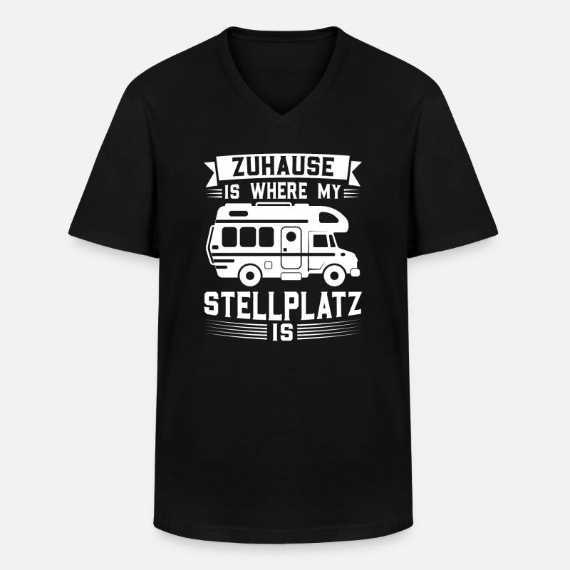Campen camper Wanderung Geschenk - Männer-T-Shirt mit V-Ausschnitt - Schwarz