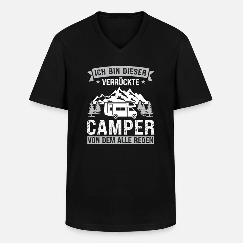 Campen camper Wanderung Geschenk - Männer-T-Shirt mit V-Ausschnitt - Schwarz