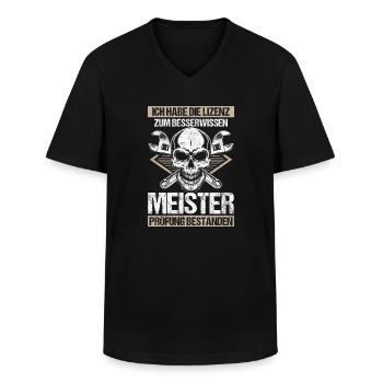 Meisterprüfung Geschenk Meister Bestanden - Männer-T-Shirt mit V-Ausschnitt - Schwarz - Vorne - AI Model Male 178 dark (178cm)