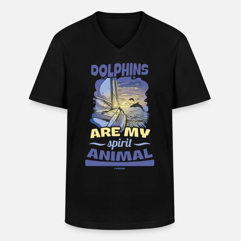 Delfin Delfinschule Säugetier Meer Delfinarium - Männer-T-Shirt mit V-Ausschnitt - Schwarz