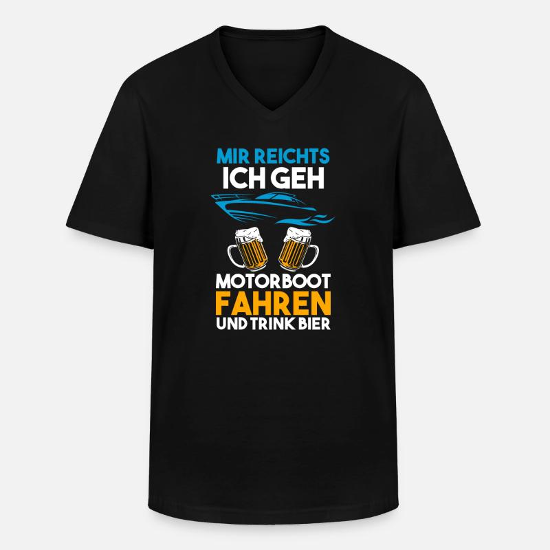 Motorboot Bier Bootsbesitzer Geschenk - Männer-T-Shirt mit V-Ausschnitt - Schwarz