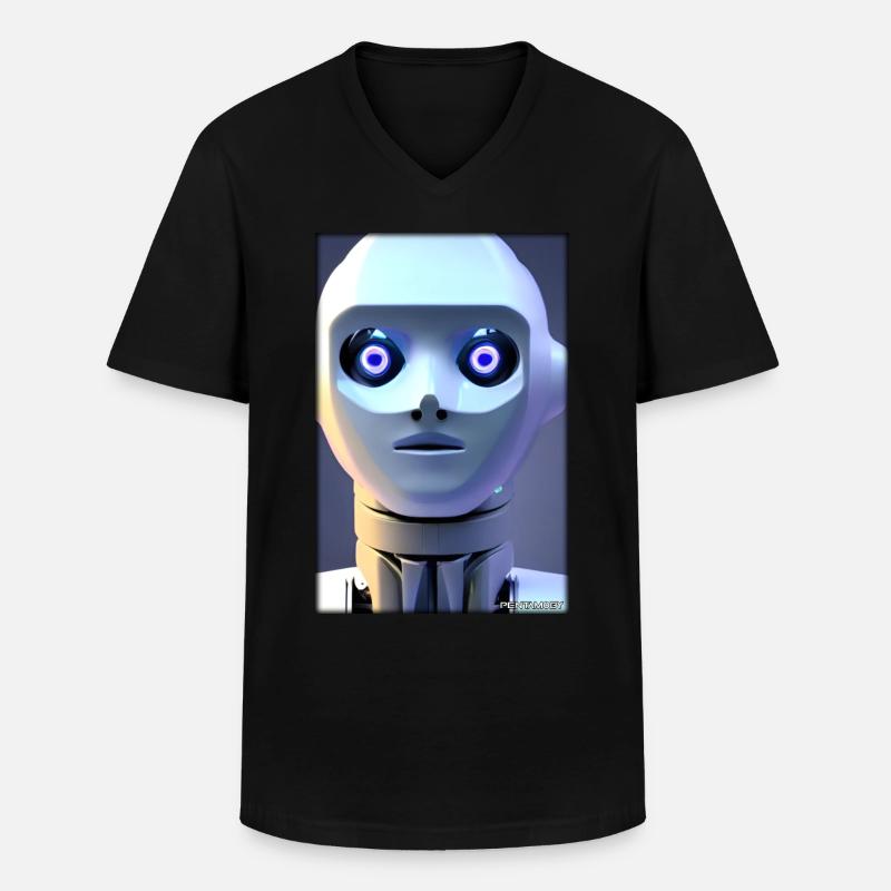 Robot Future Technology Science Android - Men's V-Neck T-Shirt - black