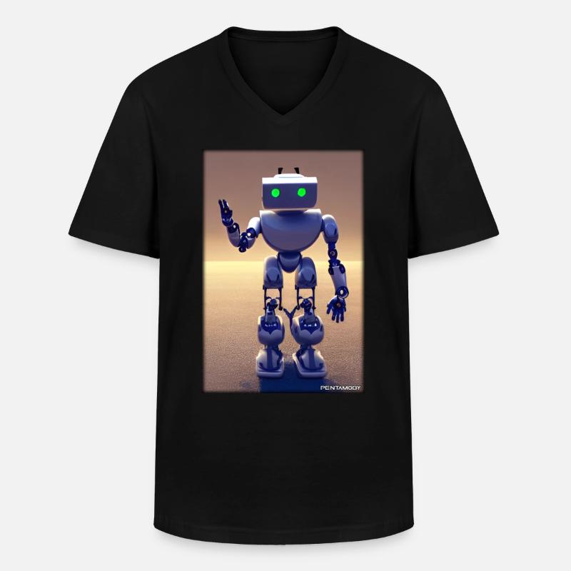 Robot Future Technology Science Android - T-shirt col V Homme - noir