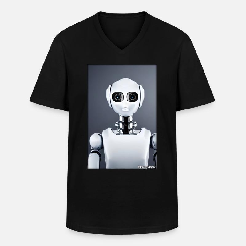 Robot Future Technology Science Android - T-shirt col V Homme - noir