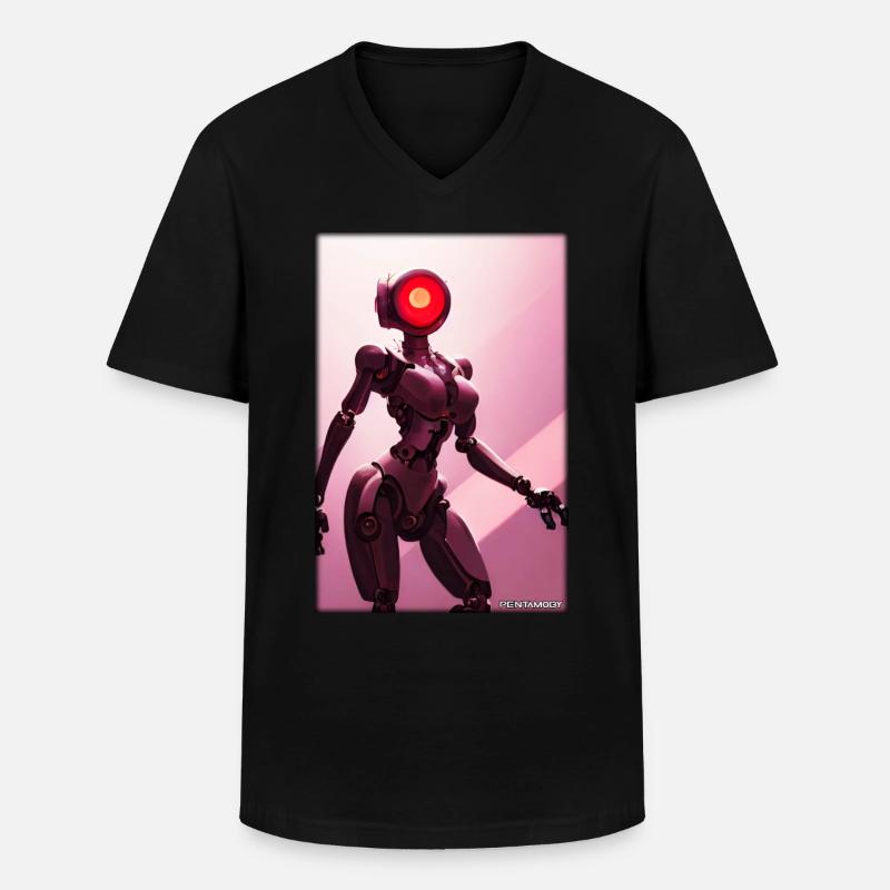 Robot Future Science Sci-Fi Machine - Men's V-Neck T-Shirt - black