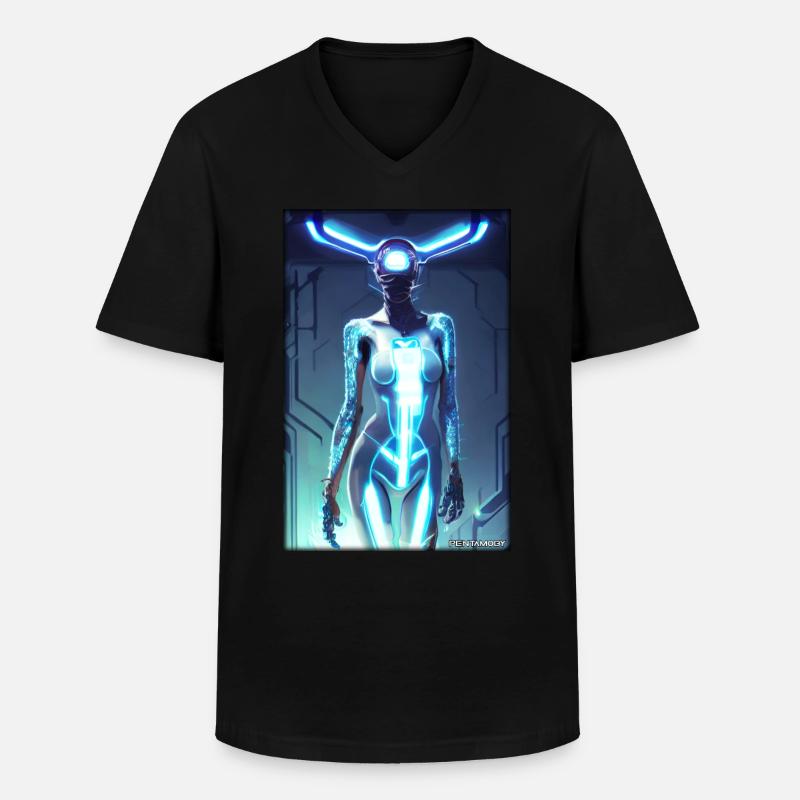 Robot Future Science Sci-Fi Machine - Men's V-Neck T-Shirt - black