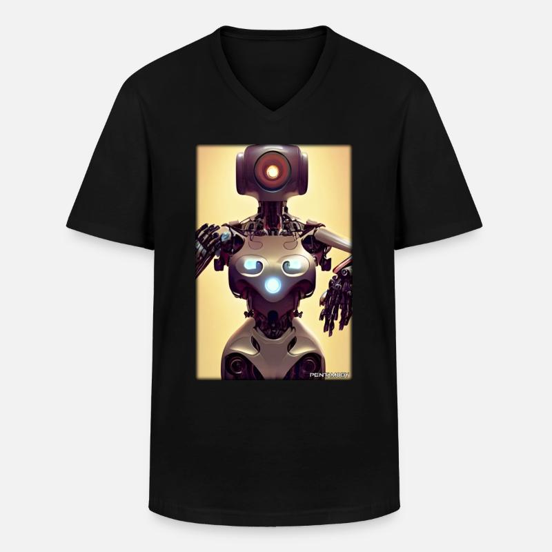 Robot Future Science Sci-Fi Machine - Men's V-Neck T-Shirt - black