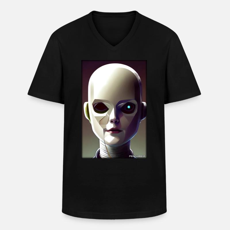 Robot Future Technology Science Android - Men's V-Neck T-Shirt - black