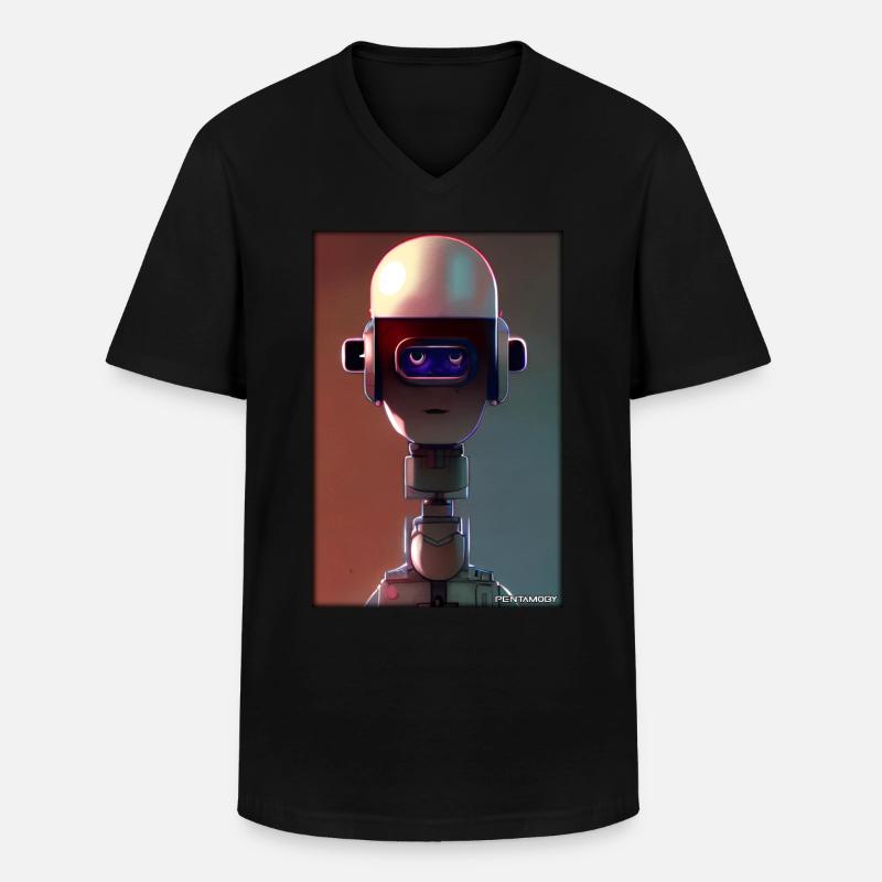 Robot Future Technology Science Android - Men's V-Neck T-Shirt - black