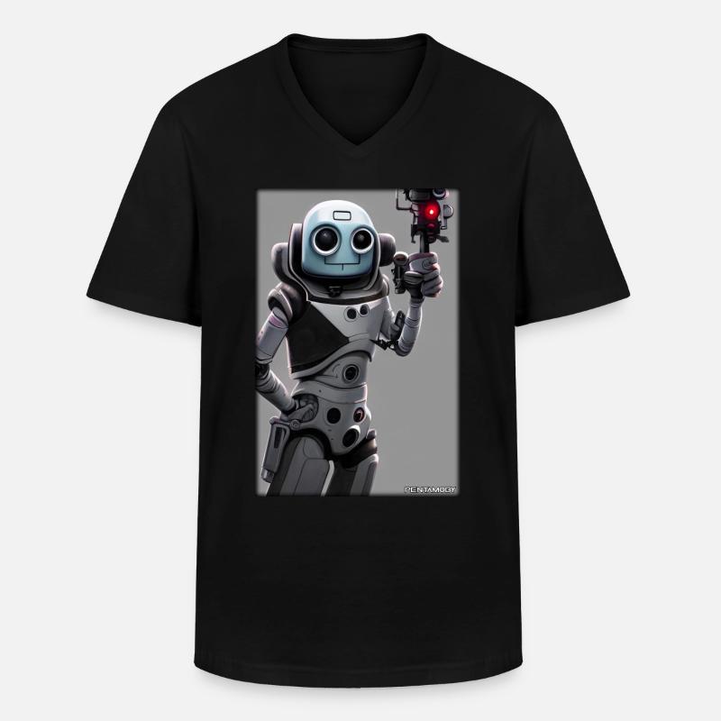 Robot Future Technology Science Android - Men's V-Neck T-Shirt - black