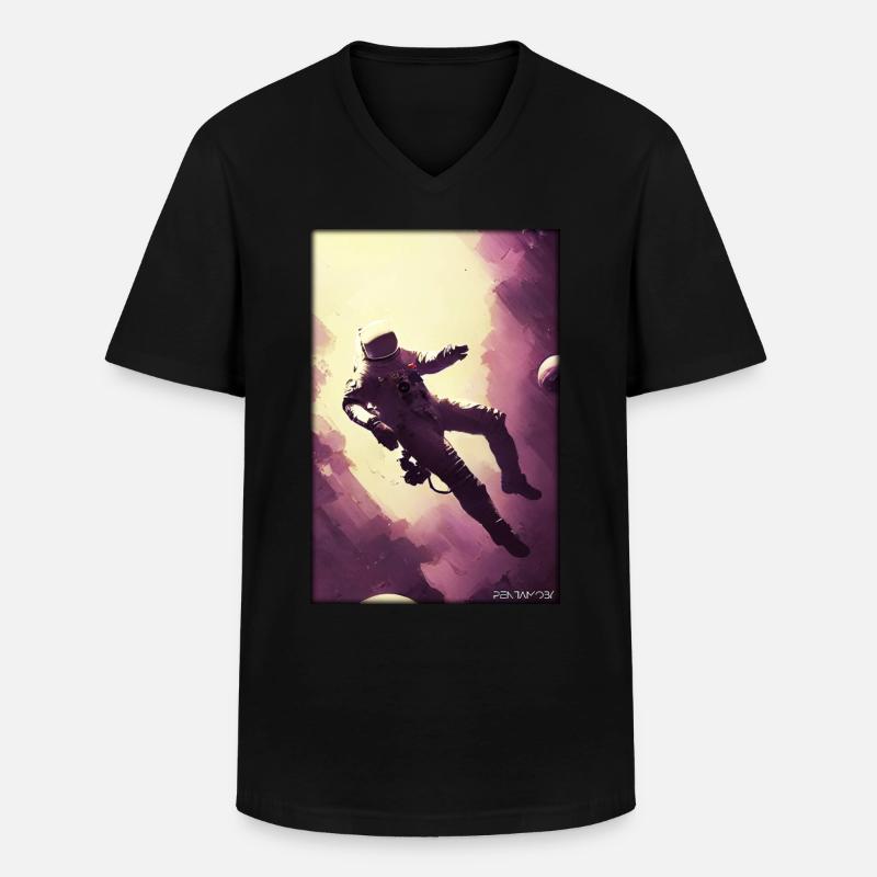 Astronaut Zukunft Sci-Fi Technik - Männer-T-Shirt mit V-Ausschnitt - Schwarz