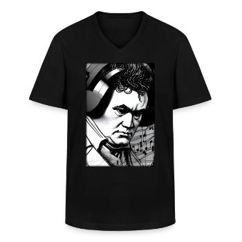 Ludwig van Beethoven DJ Headphones Music Party - Men's V-Neck T-Shirt - black - Front - AI Model Male 178 dark (178cm)
