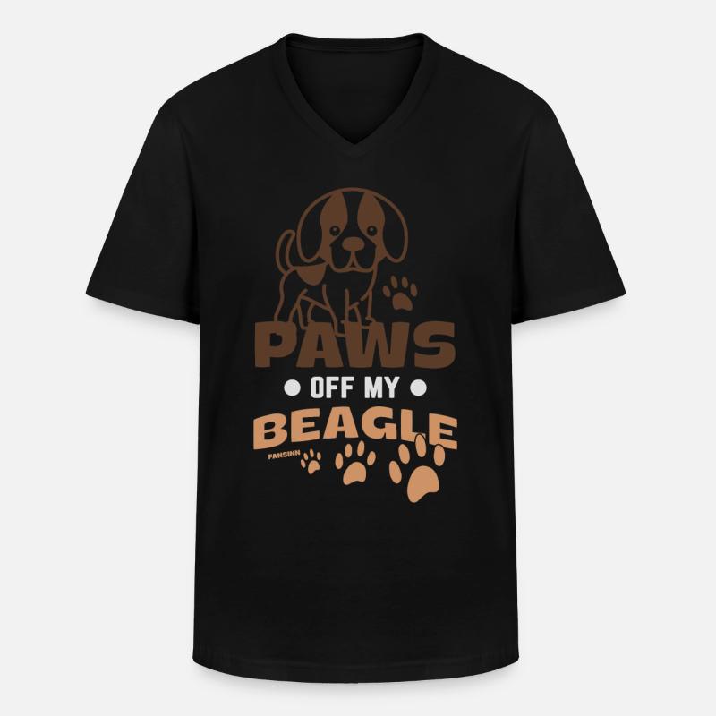 Hundepfote Beagle Welpe - Männer-T-Shirt mit V-Ausschnitt - Schwarz