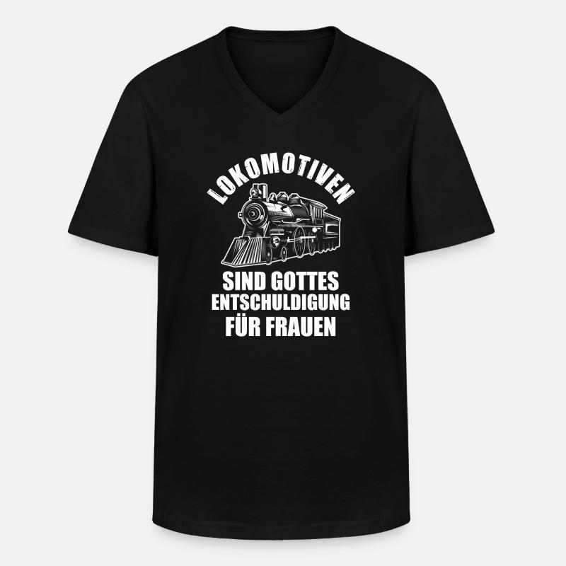 Modelleisenbahn Bahn Dampfloks Geschenk - Männer-T-Shirt mit V-Ausschnitt - Schwarz