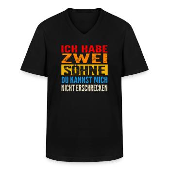 Papa 2 Söhne Söhne Geschenk - Männer-T-Shirt mit V-Ausschnitt - Schwarz - Vorne - AI Model Male 178 dark (178cm)