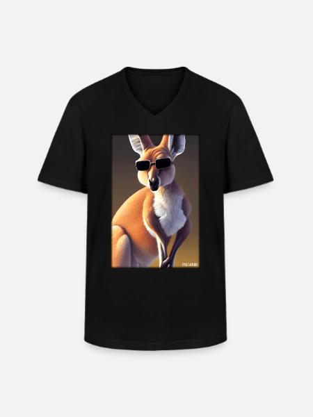 kenguru solbriller zoo dyr natur vill dyr zoo - Klassisk T-skjorte med V-hals for menn - svart