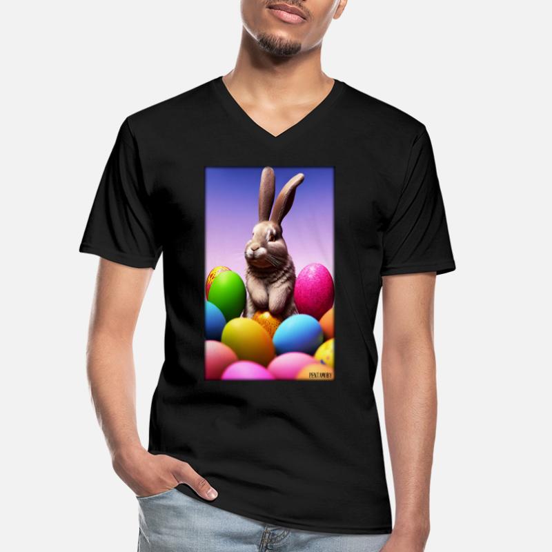 Rabbit Easter Easter Pet Easter Holiday Men's V-Neck T-Shirt