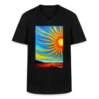 Sun Summer Nature Holiday Sunshine Sunlight - Men's V-Neck T-Shirt - black - Front - AI Model Male 178 dark (178cm)