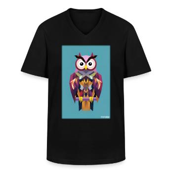 Eule Wütend Polygon Waldtier Wildnis Vogel Nacht - Männer-T-Shirt mit V-Ausschnitt - Schwarz - Vorne - AI Model Male 178 dark (178cm)