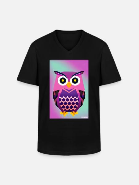 Uggla Arg Polygon Skogsdjur Vildmark Fågelnatt - T-shirt med V-ringning herr - svart